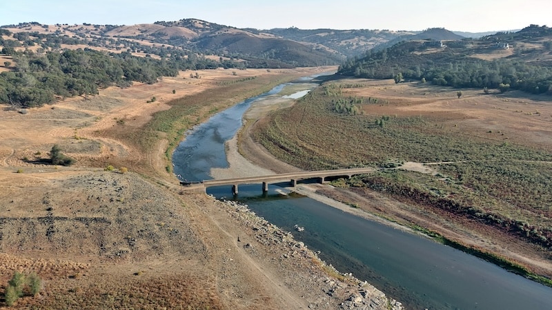 Hidden Bridge at Folsom Lake. Usually Submerged under 60 Feet of Water This Bridge Is Visible Due to the Severe Drought in California